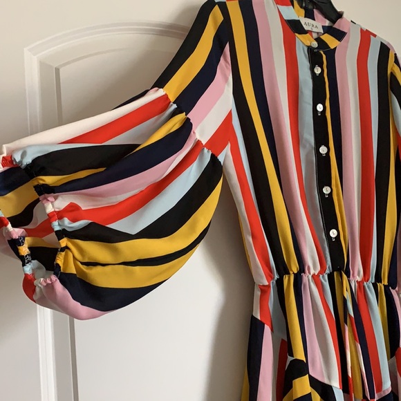 “What They Say” Gold Multi Stripe Dress - Picture 5 of 11